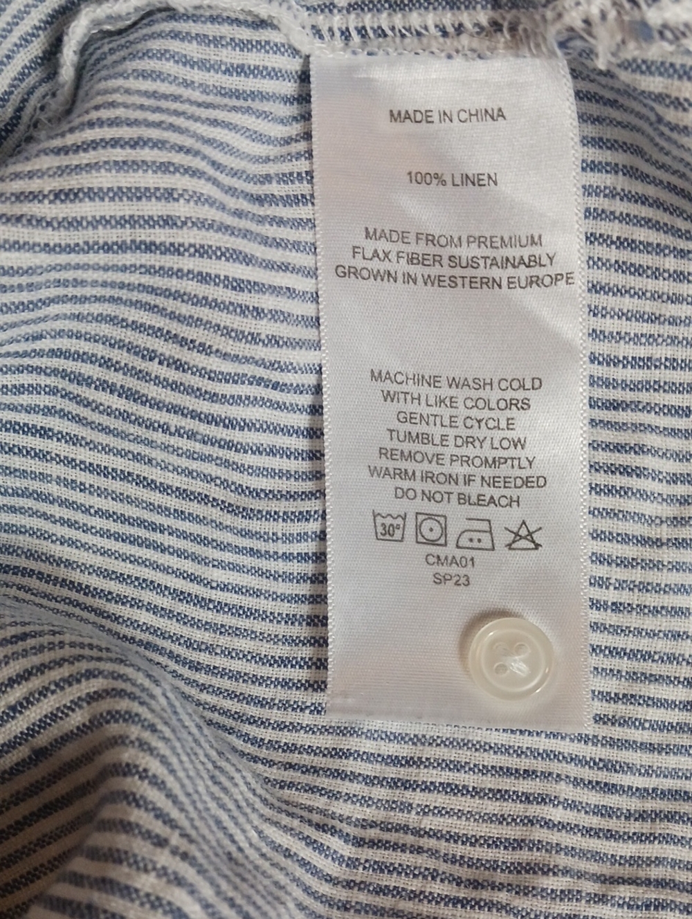 Quince Button Up Top Linen Oversized Pinstripes Cool Preppy Coastal Size XS - Picture 4 of 7